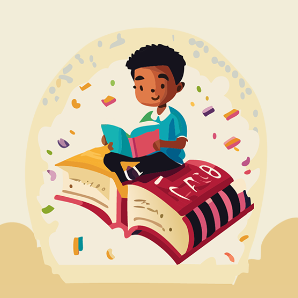 Petit garçon sur un livre