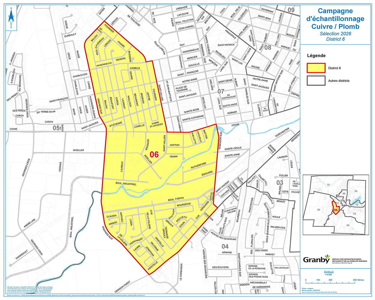 Campagne d'échantillonnage de cuivre et de plomb, district 6