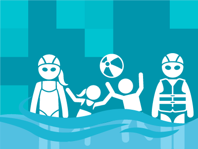 Dessin famille dans l'eau