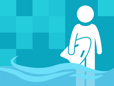 Dessin d'un homme dans la piscine