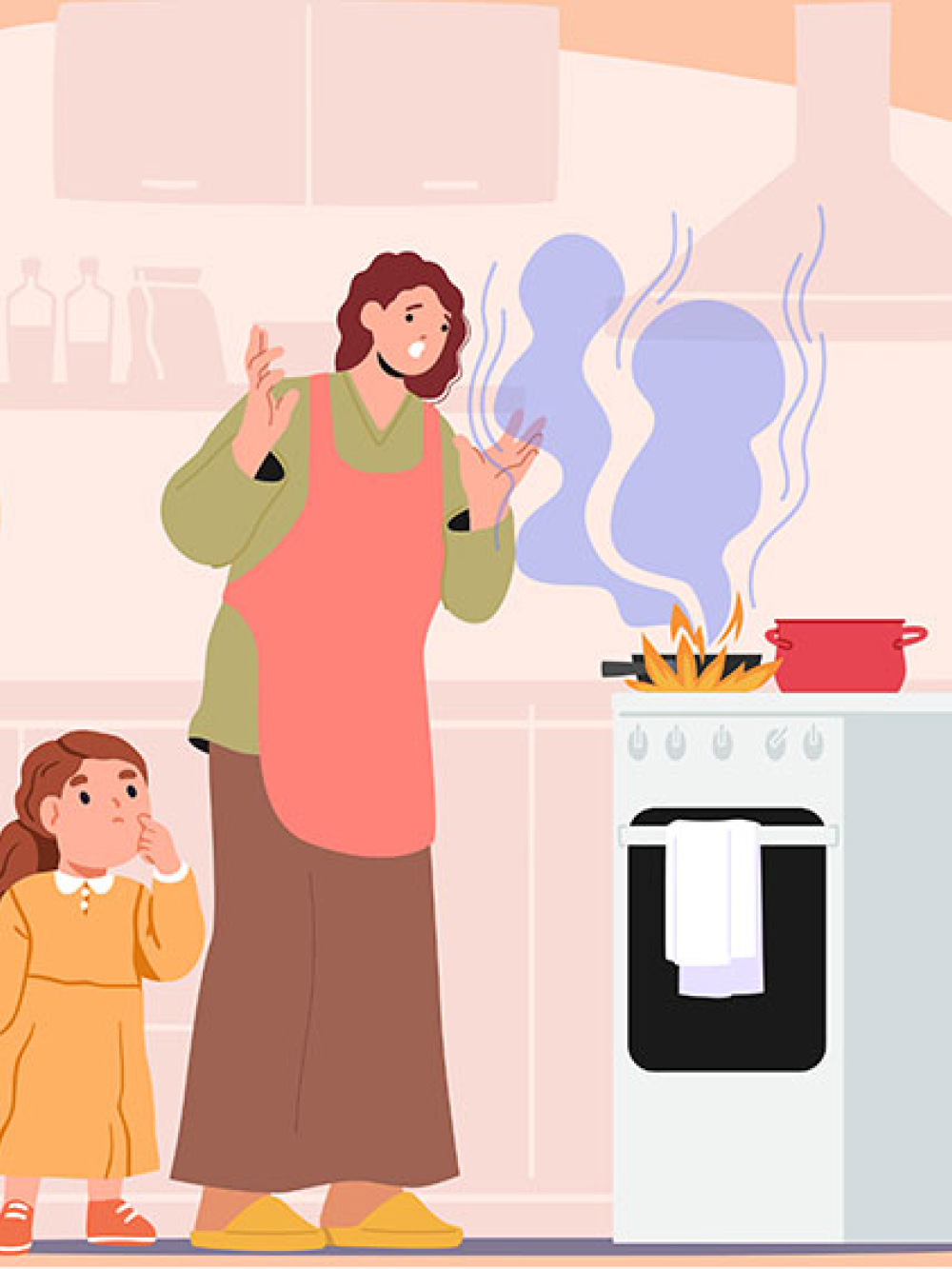 Pompier d'un jour, feu sur une cuisinière